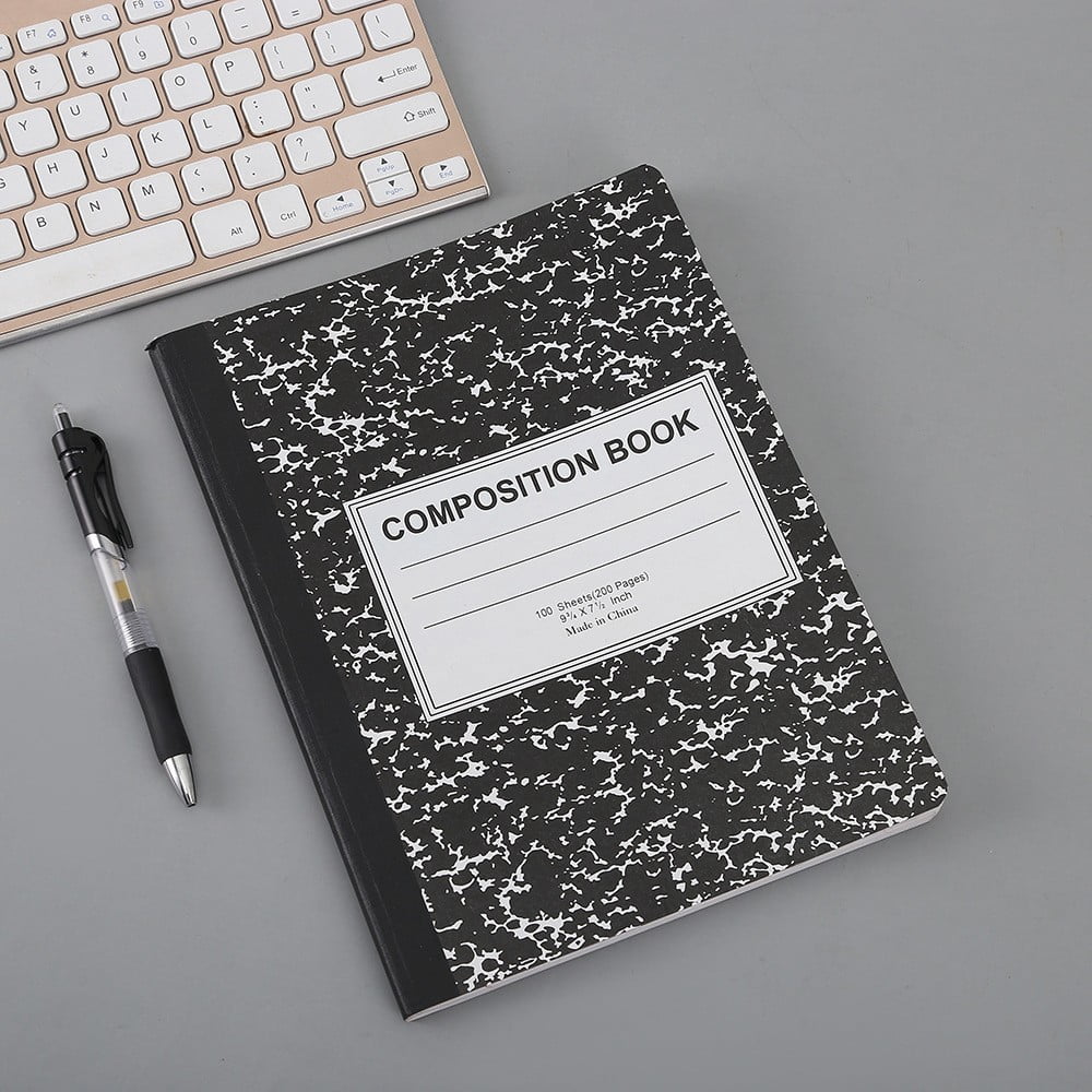 Clearance,olkpmnmk Notebooks,Wide Ruled Notebook Composition Notebooks Wide Ruled Composition Book Wide Notebook PaperSewn Binding Cover Assorted Colors,Black