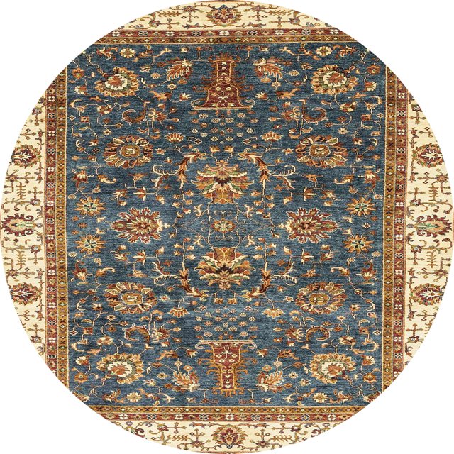 Ahgly Company Tapis Rond Abstrait Vert Brunâtre Abstrait pour Intérieur, 6 Pieds Rond