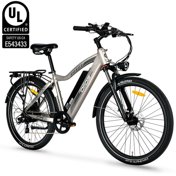 Oiios Voltus Electric Bike for Adults Ebike - UL Certified - 48V 749Wh, 500W, 26 inch - Hydraulic Brakes, Color Display - Beige