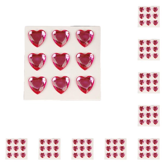 10 Sheets Rhinestone Stickers Children Hand Acrylic Decals Three-dimensional Student DIY Love Heart Crafts Label Table Party Peach Color