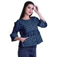 thumbnail image 3 of Moomaya T-Shirt à Col Rond pour Femmes à Manches Évasées, Haut Court en Coton Imprimé, Haut Décontracté, 3 of 4