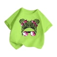 thumbnail image 3 of LUOGENLI T-Shirt pour Filles Enfant Filles Mignon Imprimé Graphique Col Rond Manches Courtes Tee Été Décontracté Chemise Hauts Printemps Chemises pour Filles 2025 Vert Menthe 11-12 Ans, 3 of 5