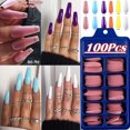 thumbnail image 1 of 100Pcs/Box Coffin Ballerina False Nail Tips Full Cover Nails Tips DIY Acrylic Nail Art 10 Sizes Full Set, 1 of 9