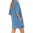thumbnail image 3 of Womens Summer Collared V Neck Mini Casual Jean Dresses with Pockets L, 3 of 6