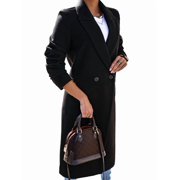 Women Long Wool Coats for Fall Winter Trench Coat Peacoat Double Breasted Blazer Jackets Overcoat Black S