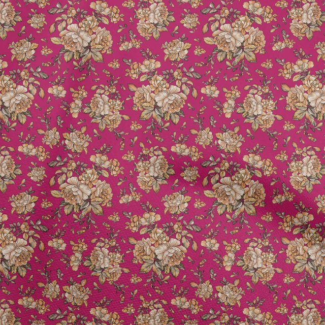 oneOone Velvet Magenta Fabric Florals Sewing Craft Projects Fabric Prints By Yard 58 Inch Wide