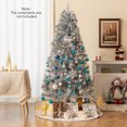 thumbnail image 2 of Gymax 6 FT Pre-Lit Artificial Christmas Tree Silver Tinsel Hinged Xmas Tree, 2 of 10