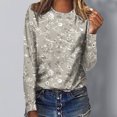 thumbnail image 2 of Pompotops Femmes Dames Col Rond Hauts Amples Décontractés T-Shirts Imprimés Blouse à Manches Longues en Solde, 2 of 5