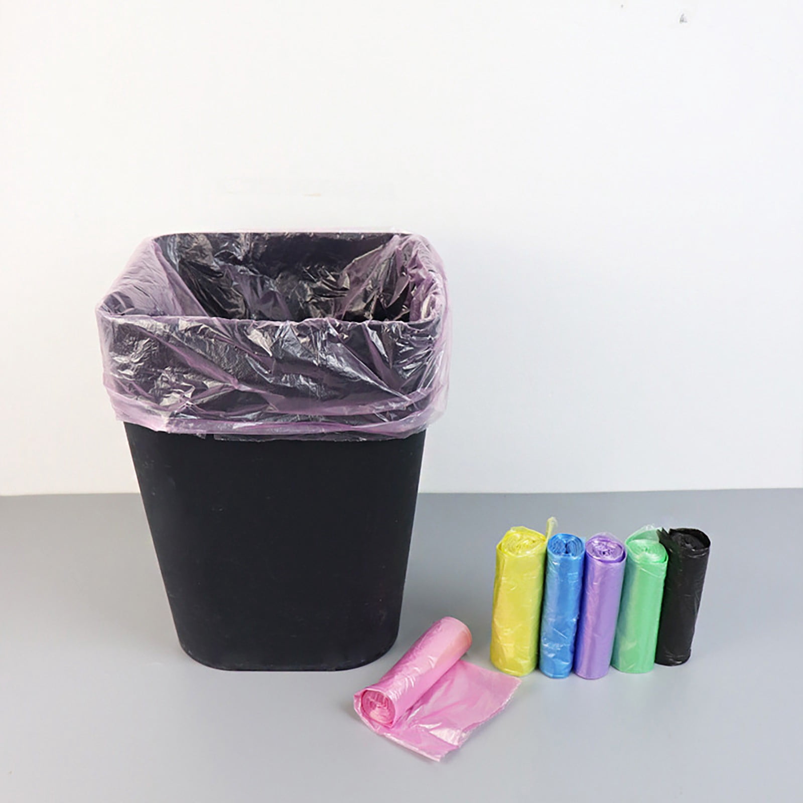 5 Rolls Heavy Duty Garbage Can Liners,17.7x19.68" Kitchen Trash Bags, Colorful Clear Ultra Thin Garbage Bags Bathroom Trash Can Liners Small Plastic Bags For Home Office Kitchen