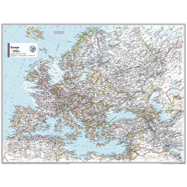 National Geographic Maps: Europe Classic Wall Map - Compact - 21.5 x 16.25 inch Poster - Paper