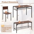 thumbnail image 3 of Costway Ensemble de Salle à Manger pour 4 Table Rectangulaire avec 2 Chaises, 1 Banc, Étagères de Rangement Brun, 3 of 10