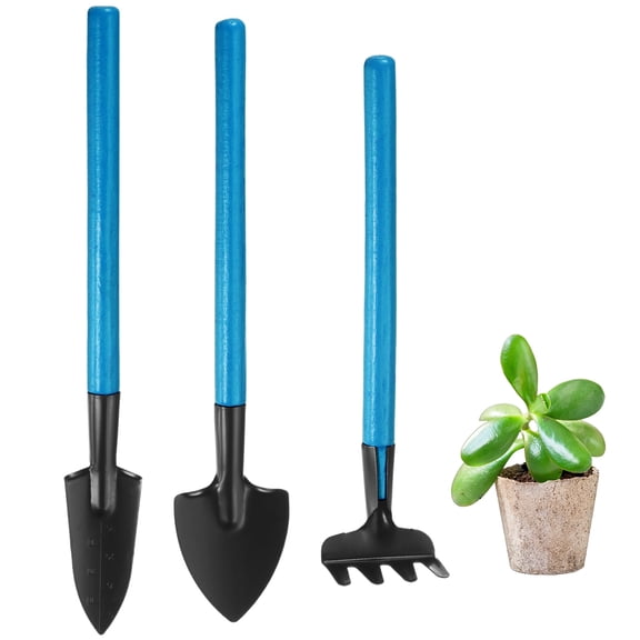Uxcell Ensemble de 1 Mini Outils de Jardinage, Râteau de Jardinage Miniature en Acier Inoxydable, Truelle et Pelle pour Semis/bonsaï et Plantation [Bleu]