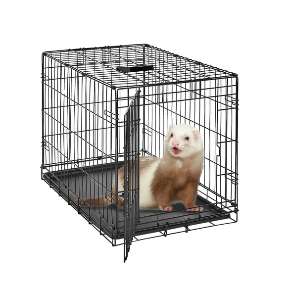 GloryStar Rust-Resistant Folding Animal Cage, Portable Metal Enclosure with Dual Doors and Leak-Proof Tray for Rabbit, Chinchilla, Ferret, Cat, Rat and Small Pets