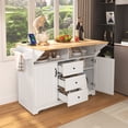 thumbnail image 2 of MODERNLUXE 55.7" Rolling Kitchen Island Cart,Mobile Carts with Spice & Towel Rack, 3 Drawers,Power Outlet and 2 Drop Leaf,Portable Islands on 5 Wheels,White, 2 of 9