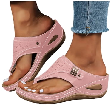 Orthopedic Wedge Flip Flops for Women 2025 Comfortable Arch Support Orthofeet Wide Slides Sandals