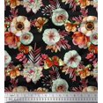 thumbnail image 1 of Soimoi Orange Rayon Fabric Leaves,Insect & Anemone Flower Printed Fabric 1 Yard 56 Inch Wide, 1 of 3