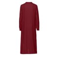 thumbnail image 5 of Pisexur Robe à Manches Longues à Col en V Mode Décontractée Col en V Boutonnée Robe en Coton et Lin à Manches Longues avec Poche Robe Longue Unie Robe pour Femmes, 5 of 5