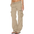 thumbnail image 2 of Wiyuqeen Plus Sized Summer Cargo Pants for Women Casual Chill Low Rise Workout Pants Tactical Active Cargo Pants Trendy Double Button Multiple Pockets, 2 of 6