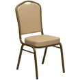 thumbnail image 1 of HERCULES Series Crown Back Stacking Banquet Chair in Burgundy Fabric - Gold Frame, 1 of 9