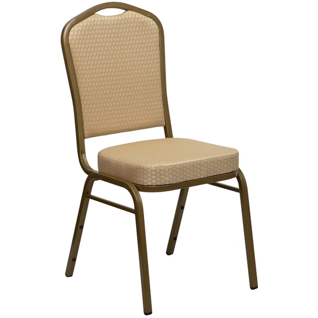 HERCULES Series Crown Back Stacking Banquet Chair in Burgundy Fabric - Gold Frame