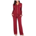thumbnail image 1 of yievot Ensembles de Pyjamas pour Femmes Pyjama à Simple Boutonnage Automne Hiver Manches Longues Pantalon de Pyjama Ensemble Deux Pièces, 1 of 5