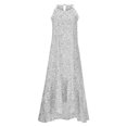 thumbnail image 4 of Pompotops Robe Maxi d'Été pour Femme à Ourlet Haut-Bas à Volants, Bretelles Spaghetti, Imprimée, Fluide, Longue, de Plage, 4 of 8