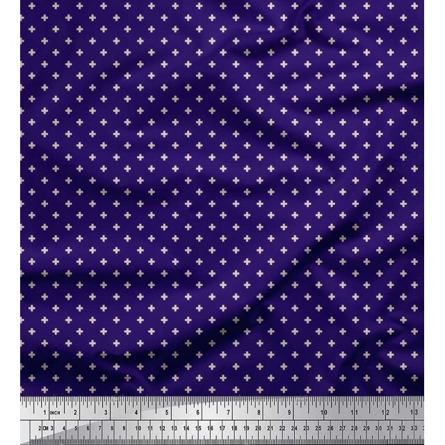 Soimoi Rayon Fabric Plus Sign Shirting Print Fabric by The Yard 56 Inch Wide