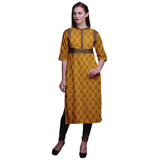 Bimba Robe Kurti Longue Indienne Imprimée, Tunique Droite, Robes pour Femmes