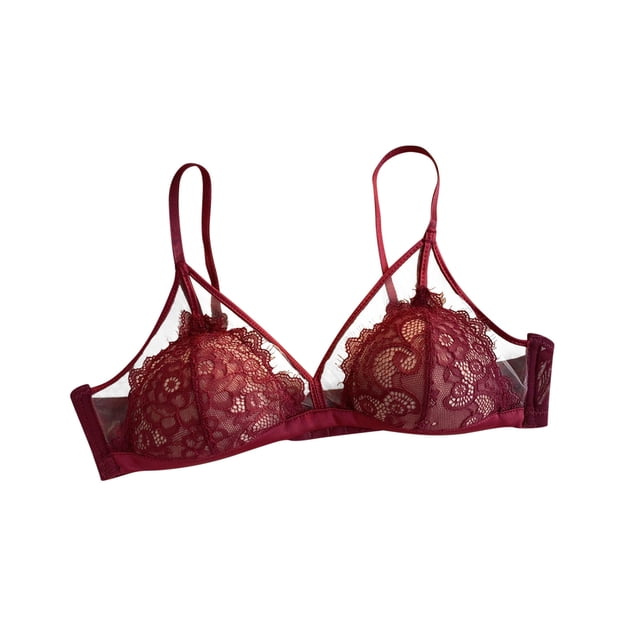 Timegard Bras for Women Lace Mesh Wireless Adjustable Strap V-Neck Summer Comfort See Through Bralettes