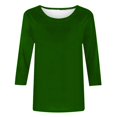 thumbnail image 5 of DPTALR T-shirt Ample Uni pour Femme, Blouse Mi-Longue à Manches 3/4, Col Rond, Hauts Décontractés, 5 of 5