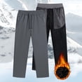 thumbnail image 2 of Men's Fleece Lined Sweatpants Open Bottom Waterproof Winter Thermal Athletic Pants Zipper Pockets Outdoor Sports Trousers Dark Gray M, 2 of 7