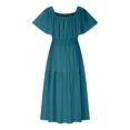 thumbnail image 4 of Économies d'Été Liquidation 2025 Bovxnpu Robe d'Été pour Femmes, Robes Maxi Décontractées Boho Plage, Mode Femmes Robe d'Été Décontractée Col Carré Manches Courtes Robe Unie G, 4 of 5