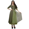 thumbnail image 1 of Moomaya Womens A Line Kurti With Pant Front Slit Printed Evening Indian Kurta-L, 1 of 1