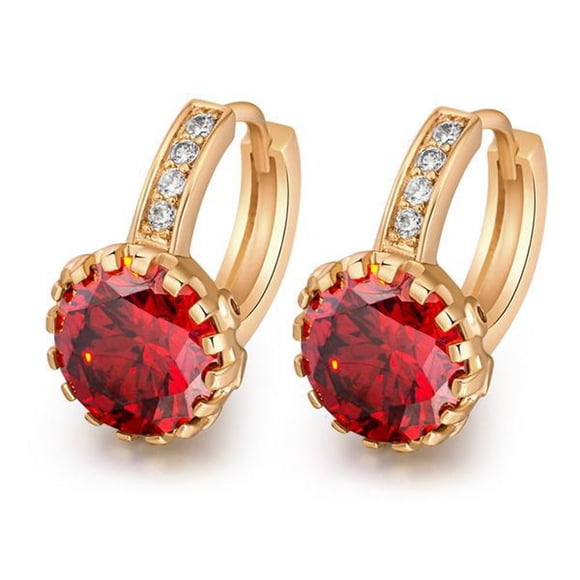 CXK99 on Clearance 18K Yellow Gold Filled Zircon Hoop Earrings, 9mm Round Flower Design, Elegant Party Jewelry for Women
