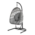 thumbnail image 2 of Chaise ovoïde suspendue extérieure en acier avec support et coussin Mainstays, gris, 2 of 8