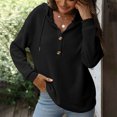 thumbnail image 4 of AherBiu Hoodies for Women Drop Shoulder Button V Neck Pullover Long Sleeve Tops Oversized Sweatshirt, 4 of 7