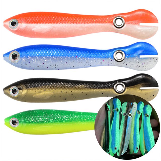 10Pcs Lure Bait Fishing Soft Loach Artificial Bionic Tail Bass Tackle Fake Goods Moving Bouncing Sinking Swimming Accessory C Small