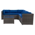 thumbnail image 1 of CorLiving Parksville 6-Piece Resin Wicker Rattand and Galvanized Steel Patio Sectional Set with Cushions and Square Coffee Table, Expandable, Outdoor Conversation Set, 1 of 9