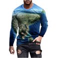 thumbnail image 2 of TIMIFIS Men's Tops Print Graphic Long Sleeve T-Shirt Print Daily Tops Basic Elegant Round Neck-BlueFall, 2 of 5
