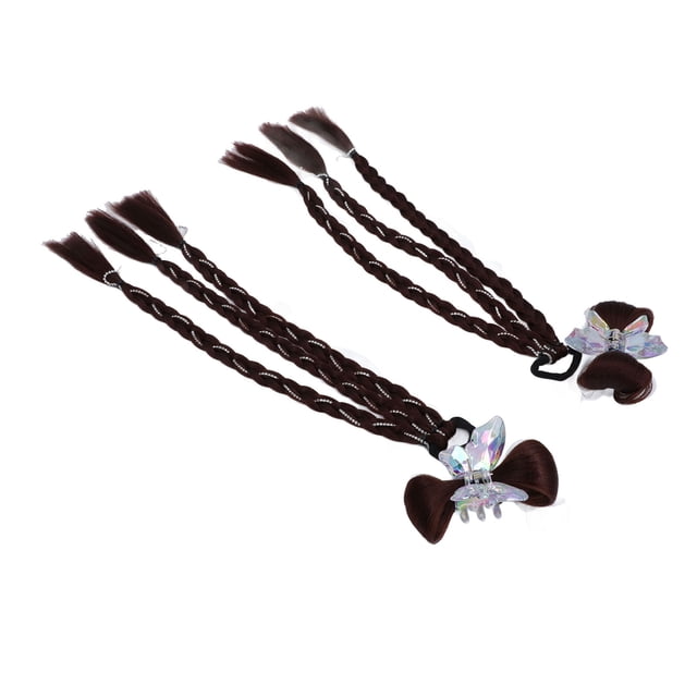 Extension de Cheveux, Extension de Cheveux Tressés 2 Pcs Polyvalente pour Coiffage Brun Foncé, Brun Clair