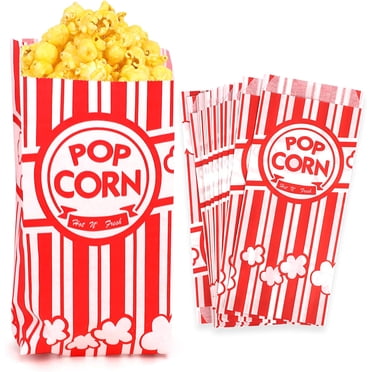 GHSDFBB 400 Sacs de Maïs Soufflé 1 Fois-Taille Parfaite pour le Théâtre, les Films, les Fêtes d'Anniversaire Célébration-Grands Sacs Légers de Collation de Carnaval-Sacs de Maïs Soufflé pour Fête-Sacs en Papier Robustes. (400)
