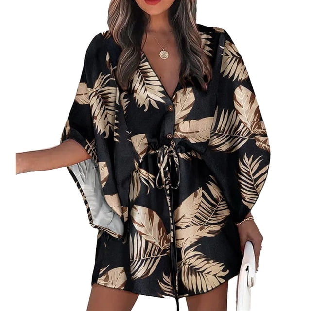 Robes à Lacets pour Femmes Été Jupe Courte pour Magasinage Élégante Décontractée Robe Courte à Nouer Fête Plage Maison Travail Type5 L