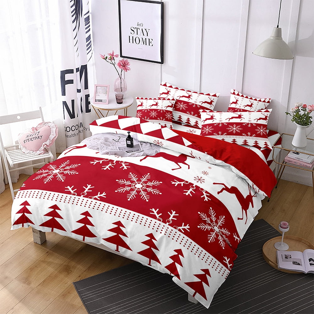 Innerwin Quilt Sets Printed Coverlet Set 3 Pieces Christmas Comforter Bedspread Lightweight Microfiber Breathable Ultra Soft Decor Style C King