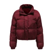 EGNMCR Womens Long Puffer Coat, Long Sleeve Padded Winter Down Coats, Hooded Parka Jacket Womens Warm Solid Hoodless Jacket Slim Winter Parkas Outwear Coats Women Coat