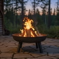 thumbnail image 3 of Sunnydaze Outdoor Camping or Backyard Round Cast Iron Rustic Fire Pit Bowl with Handles - 34" - Steel Finish, 3 of 10