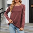 thumbnail image 2 of Timegard Womens Tops Round Neck Long Sleeve Comfy Loose Solid Color Blouse Casual Tops Basic Tee Shirts, 2 of 6