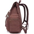 thumbnail image 3 of KAUKKO Vintage Casual Canvas and Leather Rucksack Backpack (Canvas Coffee2pc), 3 of 5