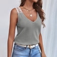 thumbnail image 4 of Birdeem Mode Femmes Décontracté Col en V Sans Manches Dentelle T-Shirt Uni Blouse, 4 of 12