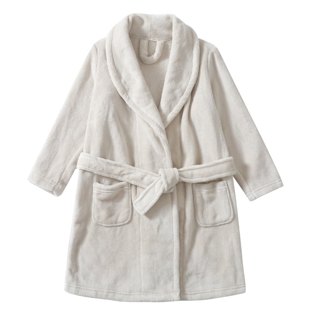 Splozh Girls Hooded Robe Boys Girls Bathrobe Soft Hooded Robe Cotton Bathrobe White,9-10 Years
