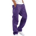 thumbnail image 2 of CHOK Men Flap Pocket Drawstring Elastic Waist Cargo Pants Straight-Fit Casual Pants Solid Trousers Relaxed Plus Size Long Pant, 2 of 9